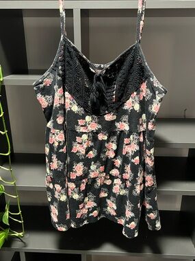 torrid Black Floral Lace-Detail Cami
